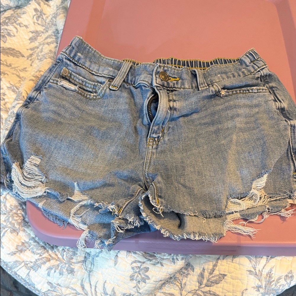 Aerie Light Blue Distressed Jean Shorts
